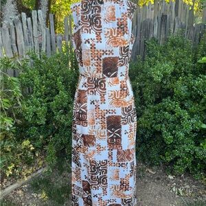 1960s Hawaiian 3 piece Brown and Orange Dress set